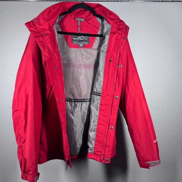 Eddie Bauer WeatherEdge Wind/Rain Zippered Red Jacket w/Snap Close Storm Flap - Picture 5 of 16